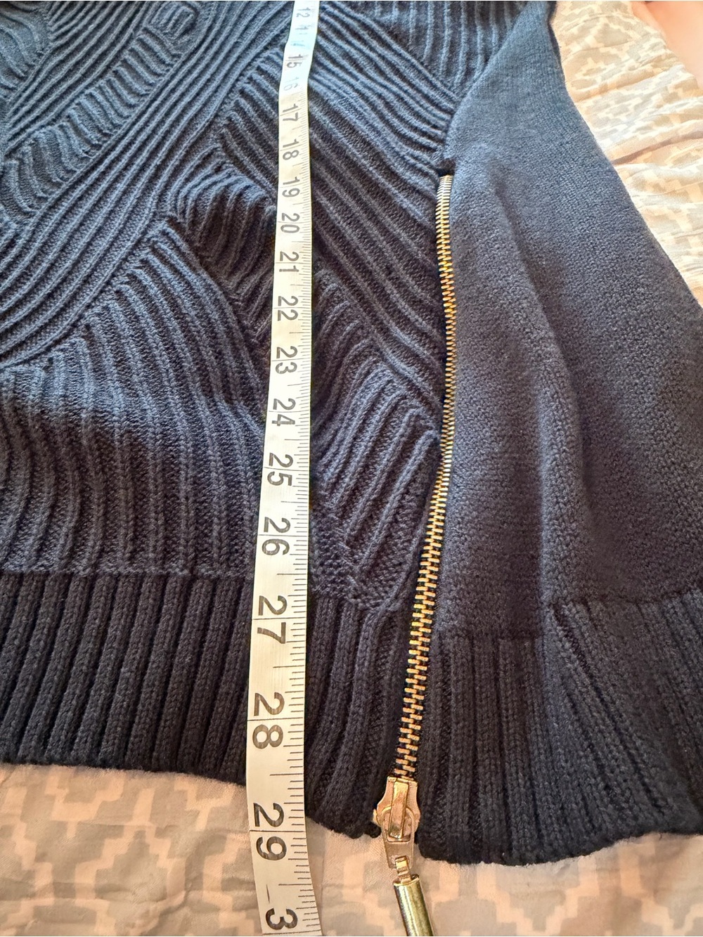 INC Asymmetrical Ribbed Cowl Neck Black Sweater Gold Accent Zippers Size 2X EUC - Picture 8 of 12